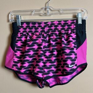Nike Dri-Fit Pink & Black Geometric Lined Running Shorts Size Small